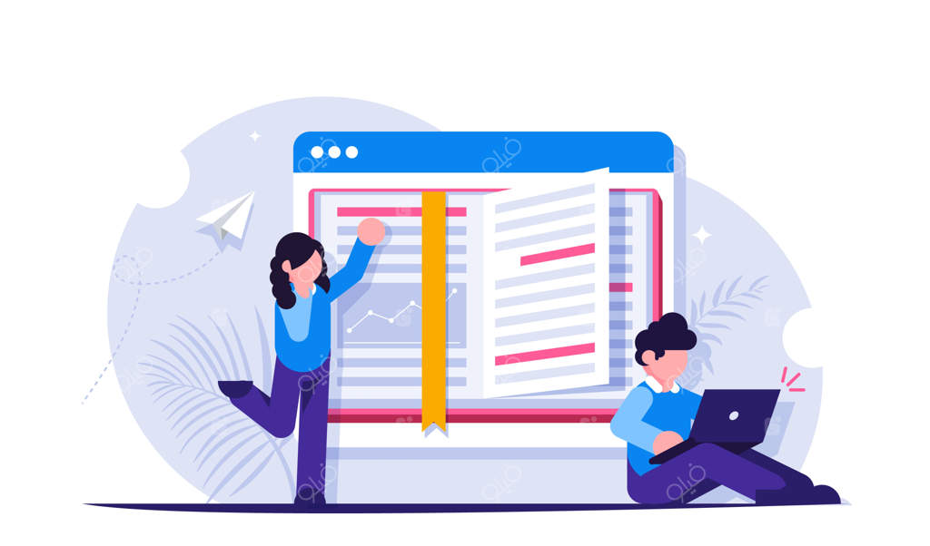 دانش‌آموزان در حال آموزش از راه دور: کتابی باز در تب مرورگر لپ‌تاپ