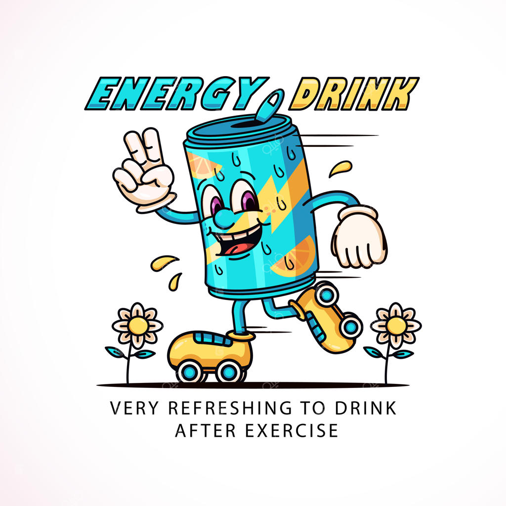 شخصیت کارتونی: قوطی نوشیدنی روی کفش‌های اسکیت. ایده‌آل برای لوگوها، ماسکوت‌ها، تی‌شرت‌ها، برچسب‌ها و پوسترها