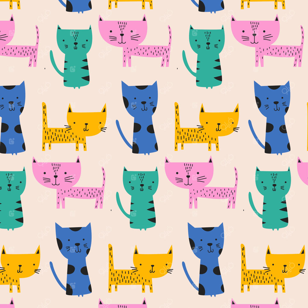 الگوی بچه‌گربه‌های رنگارنگ و بامزه