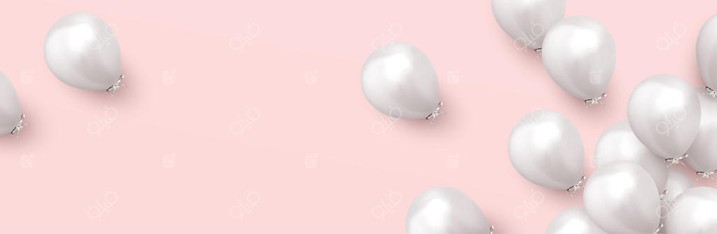 پس‌زمینه جشن با بادکنک‌های هلیومی: تولد یا سالگرد شادی را با طراحی‌های تزئینی واقع‌گرایانه جشن بگیرید. عنصرهای طراحی سه‌بعدی وکتور، بادکنک سفید، اوج‌گیری به‌سوی آسمان.
