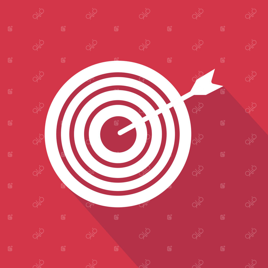 آیکون تیر و هدف: طراحی با سایه بلند و مدرن.