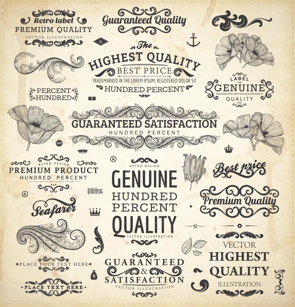 برچسب تزئینی کلاسیک با طرح حکاکی قدیمی