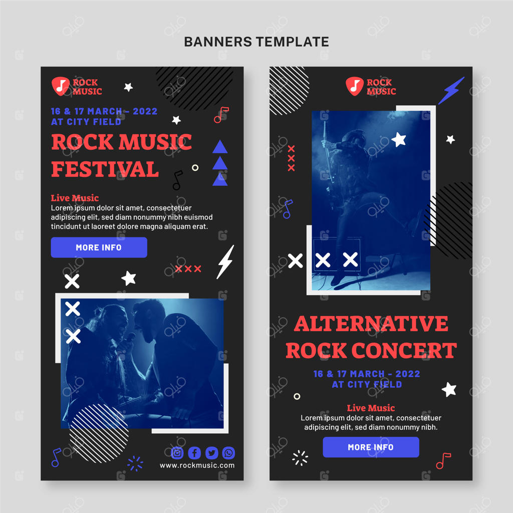 طراحی تخت بنرهای عمودی جشنواره موسیقی مینیمال