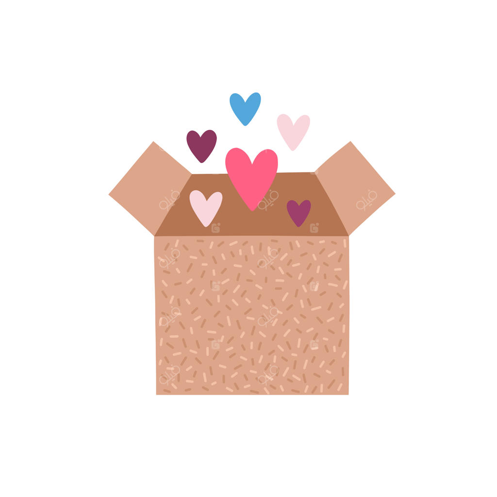 جعبه هدیه باز با قلب‌های رنگی پروازکننده. تصویرسازی مفهوم روز ولنتاین. وکتور