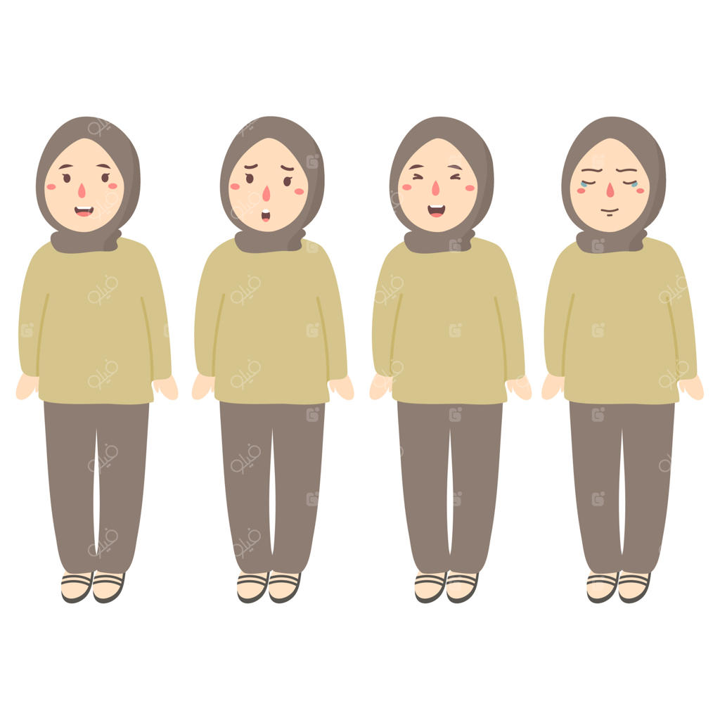 کاراکتر زن با ژست‌ها و احساسات مختلف
