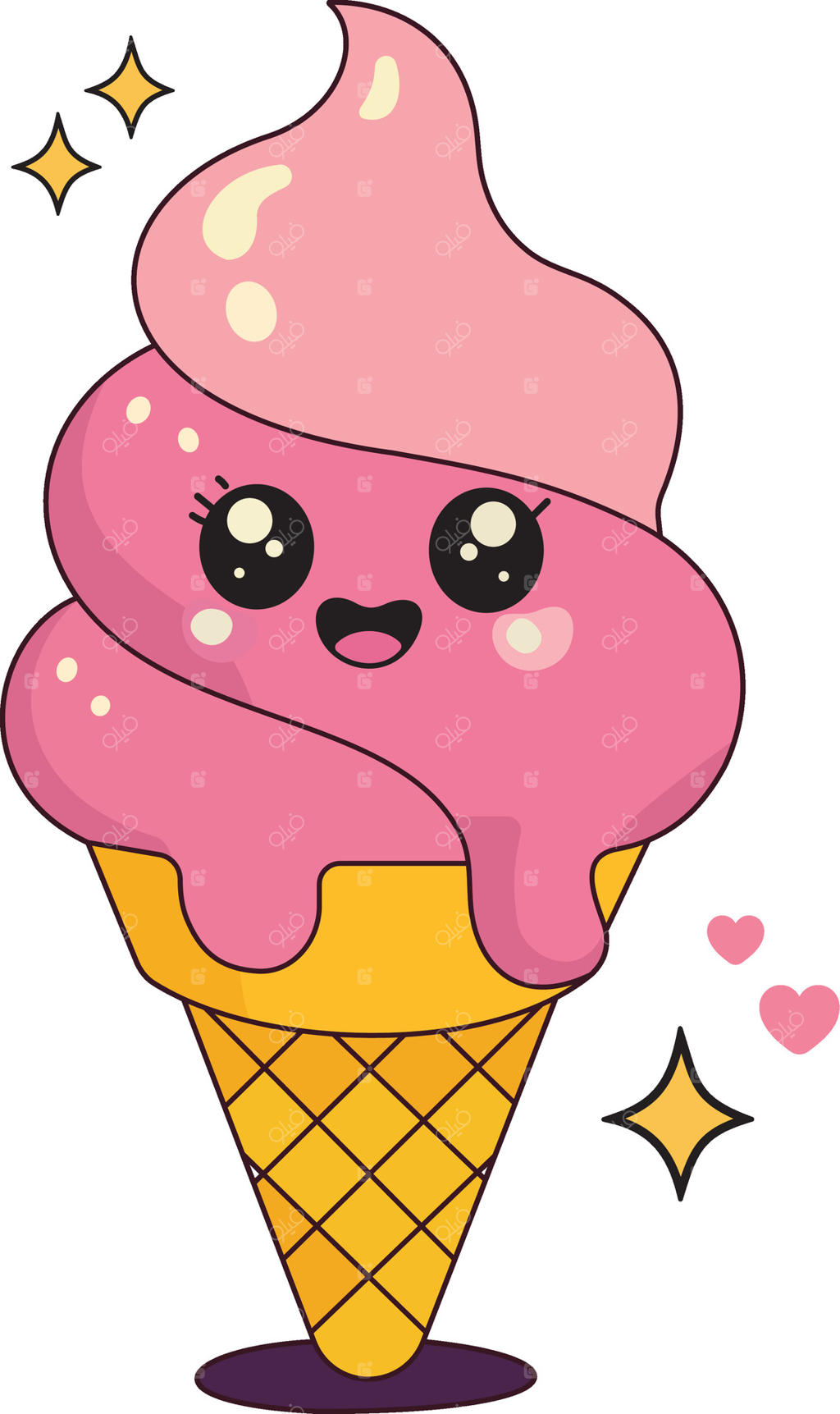 تصویر بامزه بستنی صورتی