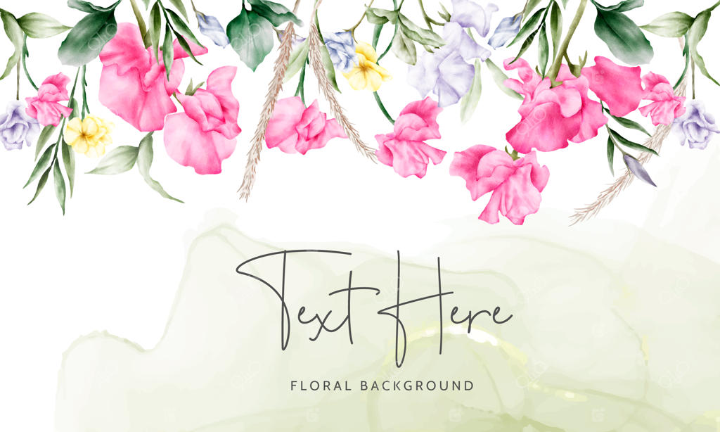 پس‌زمینه قاب گل‌ها و برگ‌ها با آبرنگ