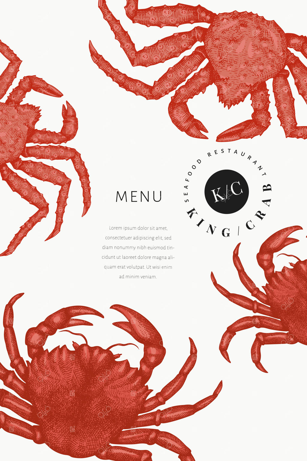 قالب طراحی خرچنگ: نقش‌آفرینی با سبک حکاکی شده.