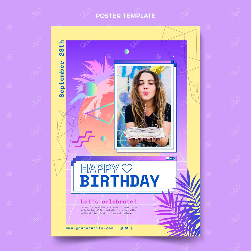 پترن پوستر تولد با طرح گرادینت و سبک ویپرویوپ کلاسیک