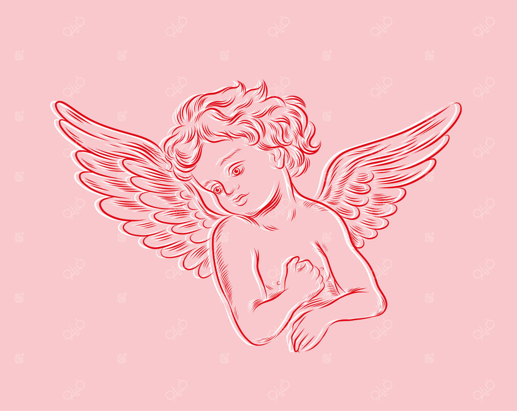 تصویرسازی و طراحی دستی فرشته کوچولو