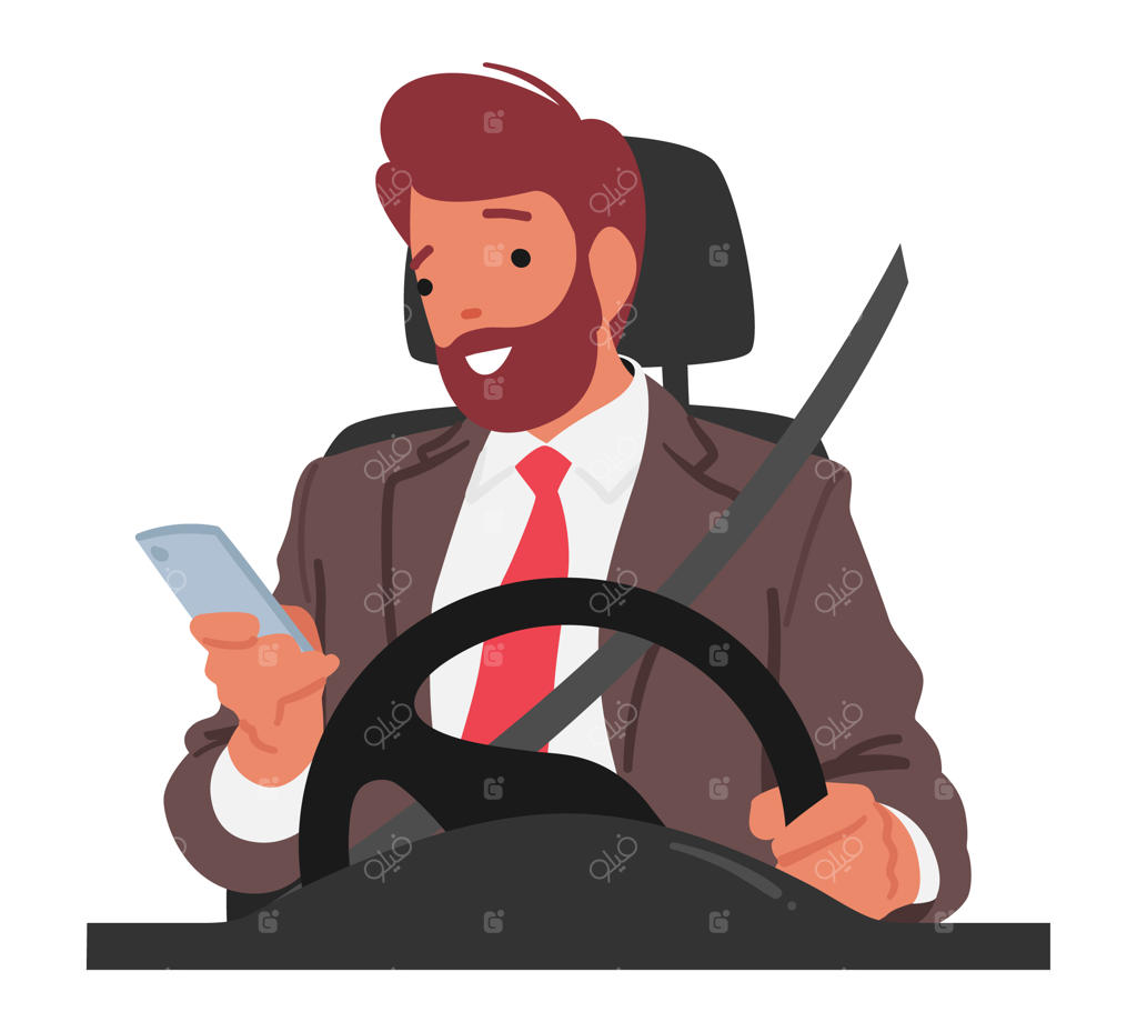 رفتار پرخطر و غیرقانونی مرد در استفاده از تلفن همراه حین رانندگی و به خطر انداختن جان خود و دیگران