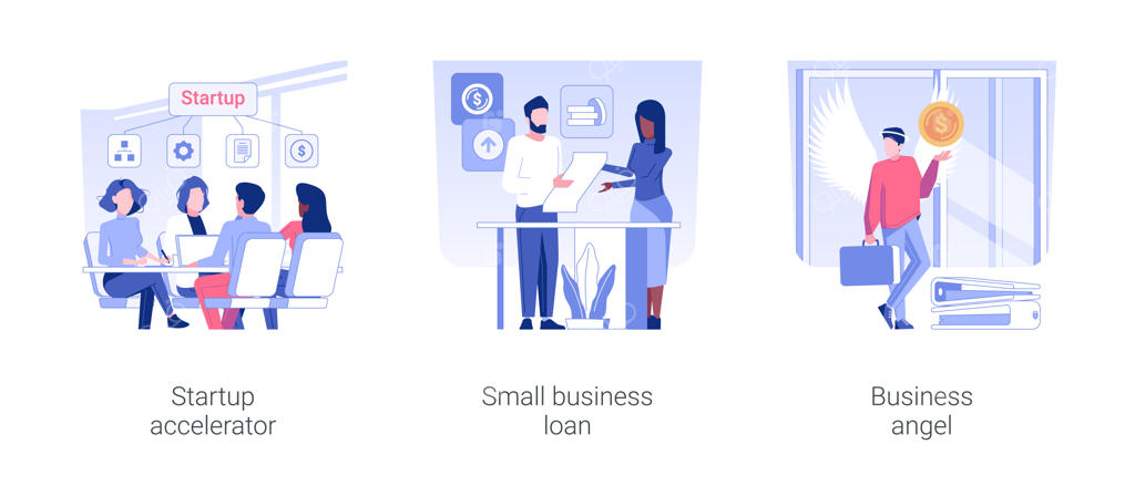 تصاویر مفهومی وکتور از تامین مالی استارتاپ‌ها