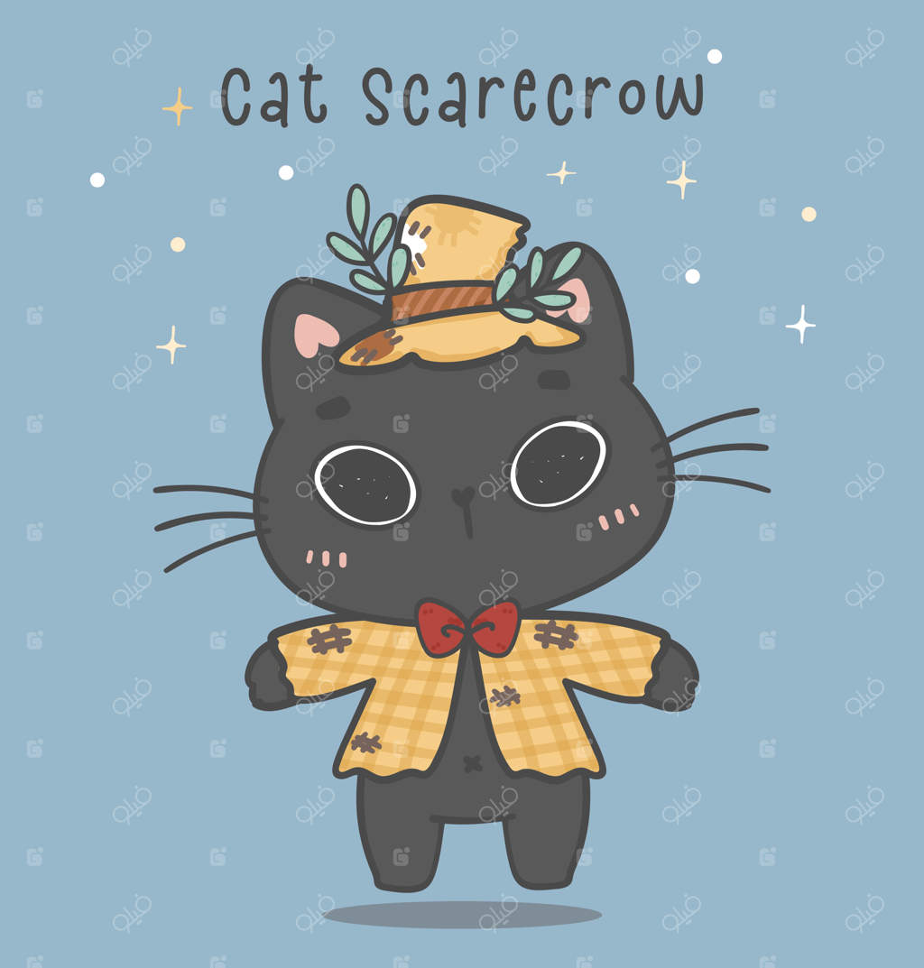 گربه سفید بامزه هالووین در لباس روح گربه سیاه - طرح دستی وکتور حیوانات