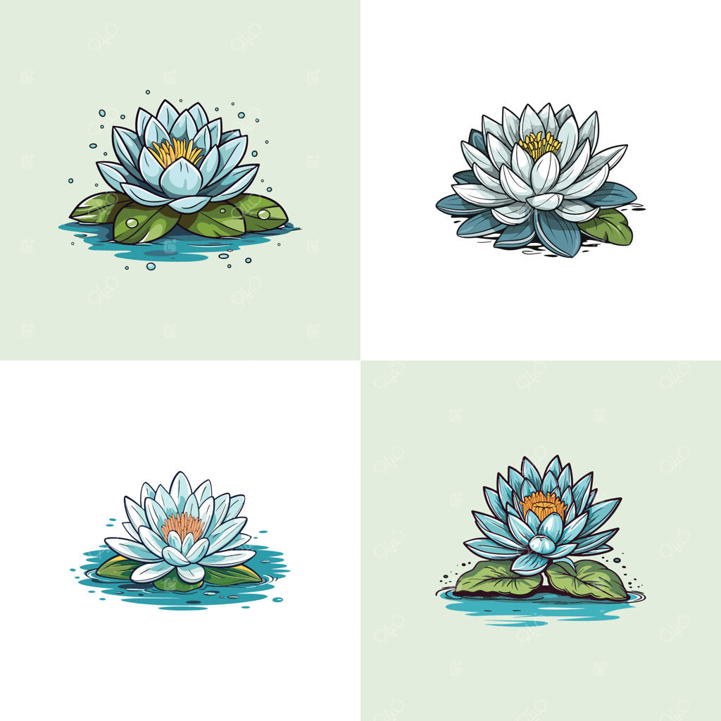 تصویر کلیپ‌آرت نیلوفر آبی وکتور