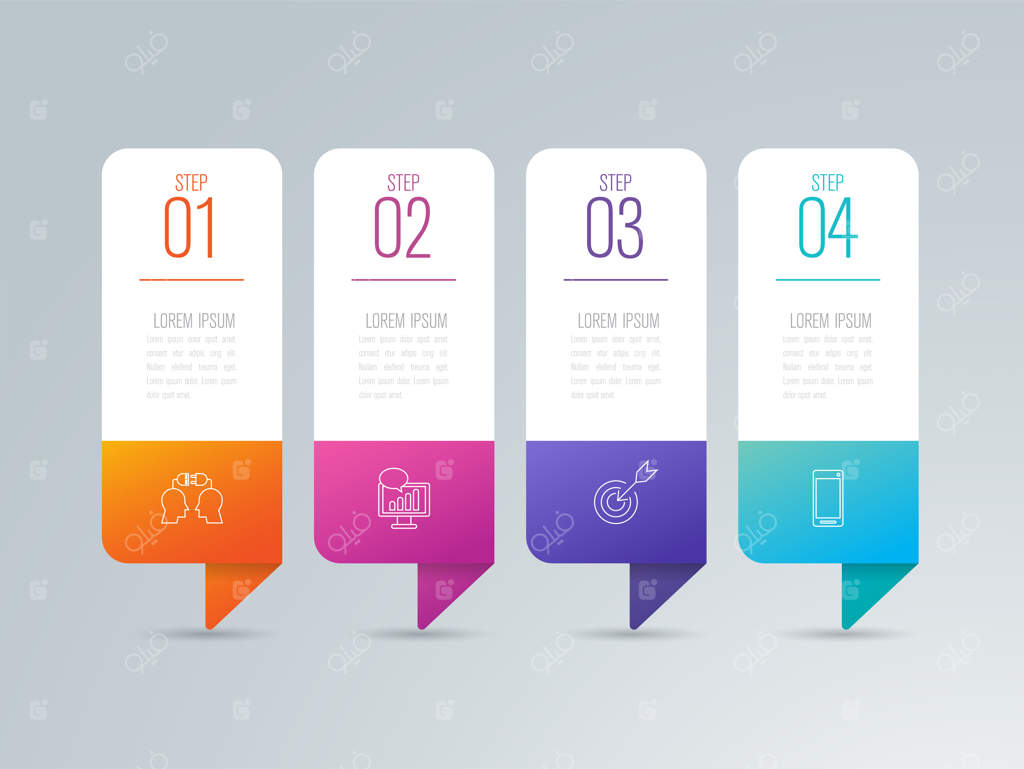 عناصر اینفوگرافیک کسب و کار در ۴ مرحله برای ارائه