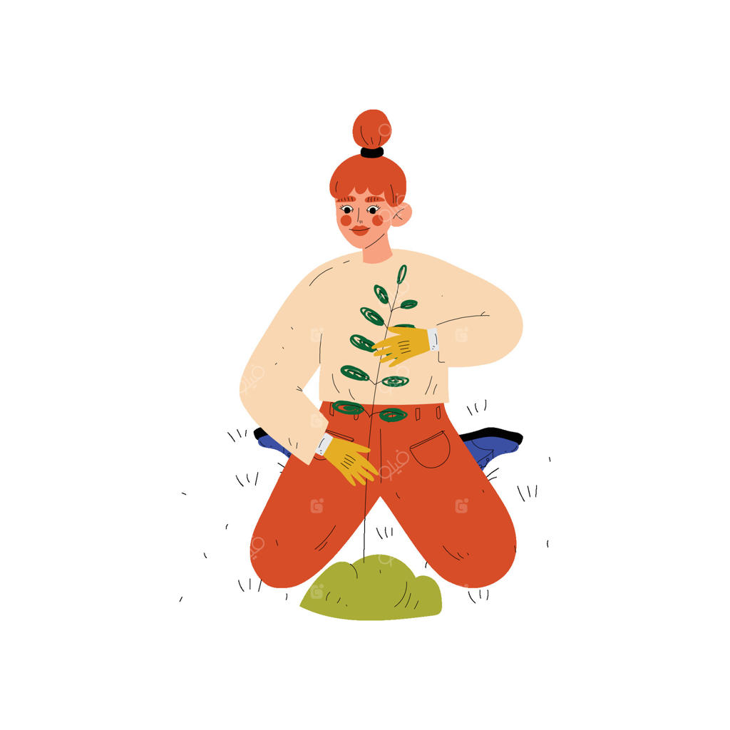 تصویر دختر باغبان، زن جوان در حال کار در باغ یا مزرعه