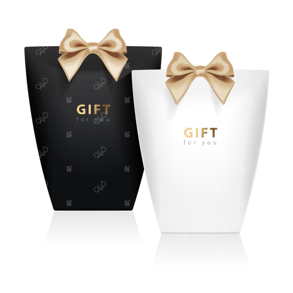 پترن جعبه هدیه: مجموعه وکتور از بسته‌بندی واقعی با پاپیون طلایی