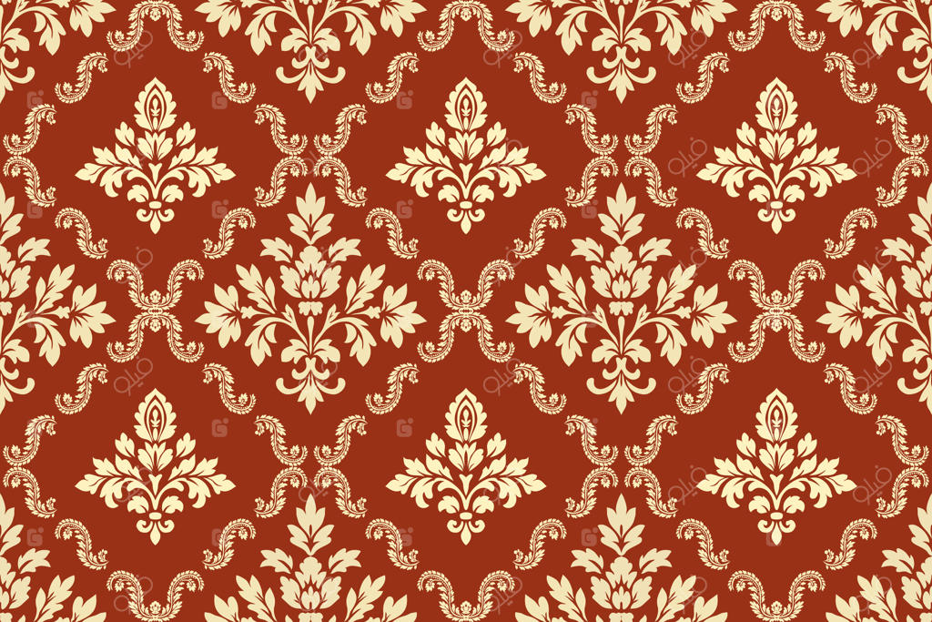 طرح داماسک گلدار شیک در رنگ قرمز غنی