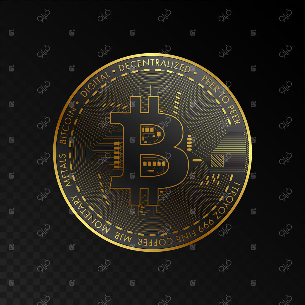 مفهوم فناوری بلاکچین بیت‌کوین طلایی مناسب برای بنر یا کاور فناوری آینده