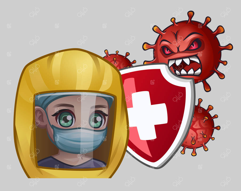 پزشک با سپر در مقابل ویروس‌های مهاجم