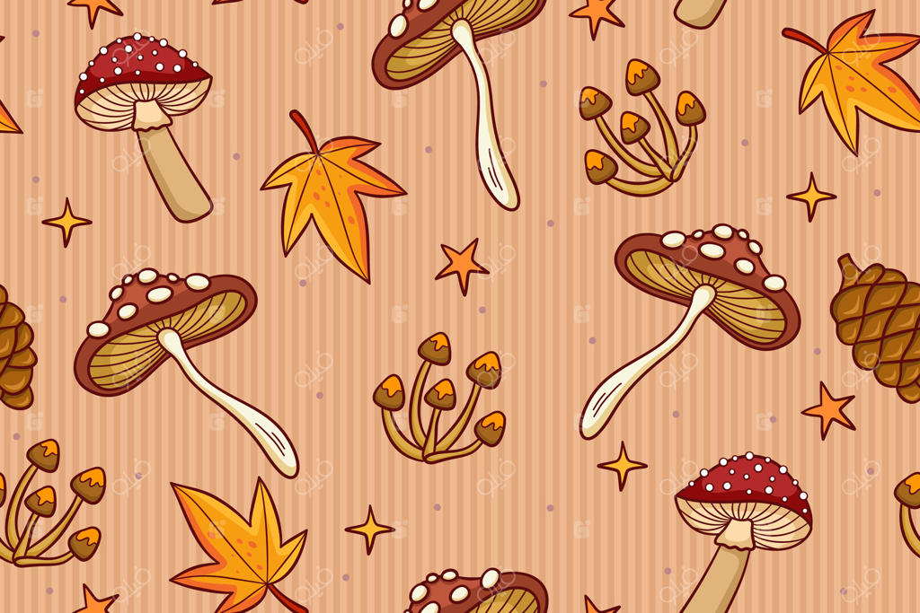 طرح قارچ و برگ رنگارنگ