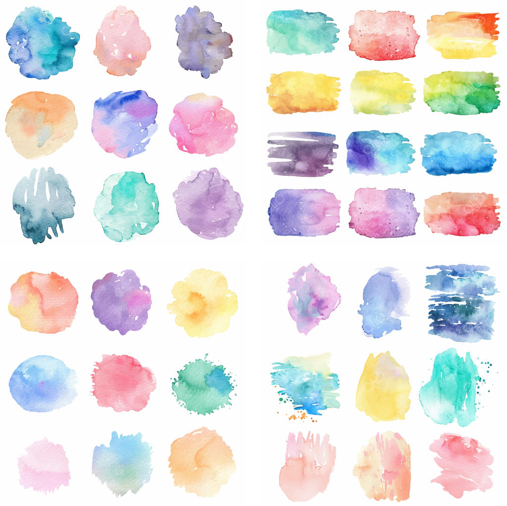 لکه و پاشش جوهر رنگارنگ پاستلی با افکت آبرنگی و بافت زبر خلاقانه