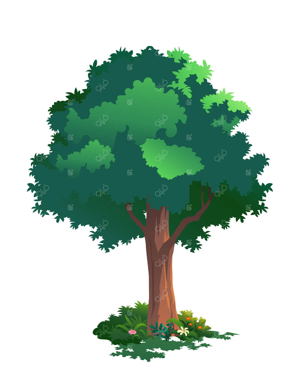 نقاشی درختی با گل‌ها