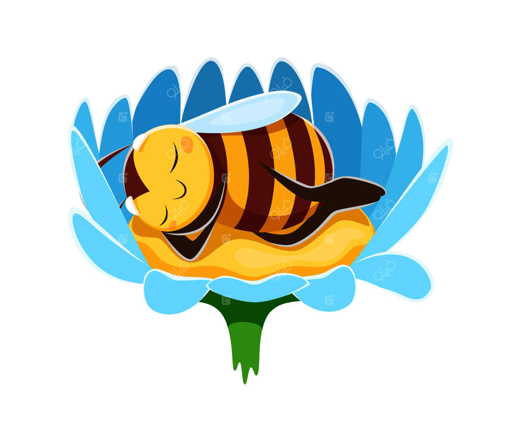 شخصیت زنبور عسل خوابیده روی گل باغچه