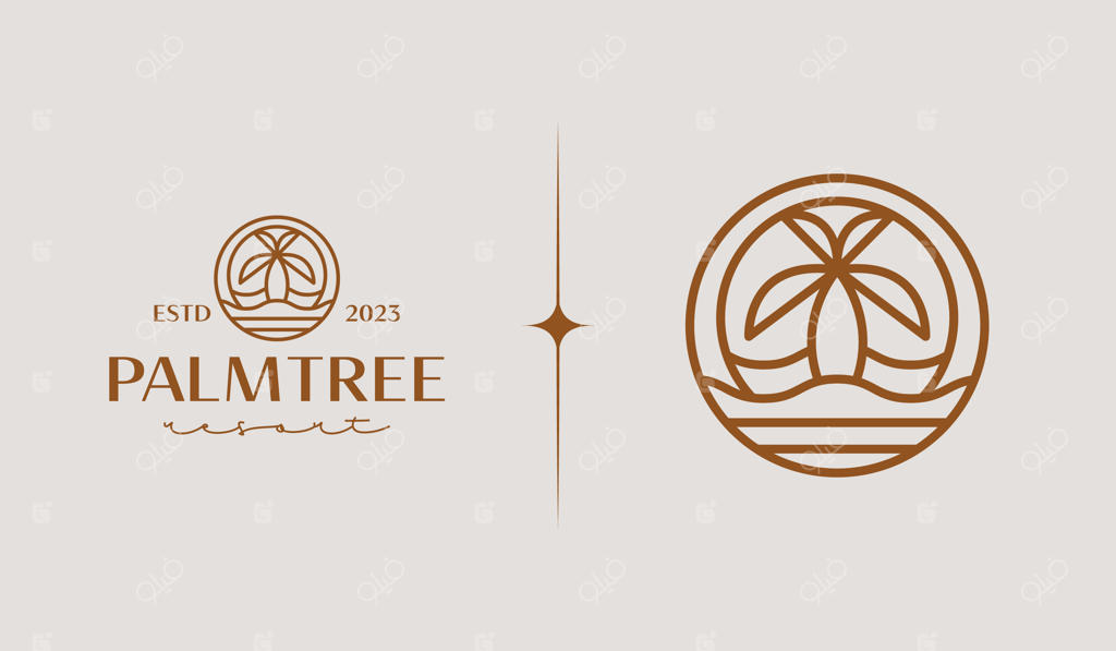 الگوی لوگوی درخت نخل: نماد خلاقانه و مینیمال برای هویت تجاری شرکت‌ها