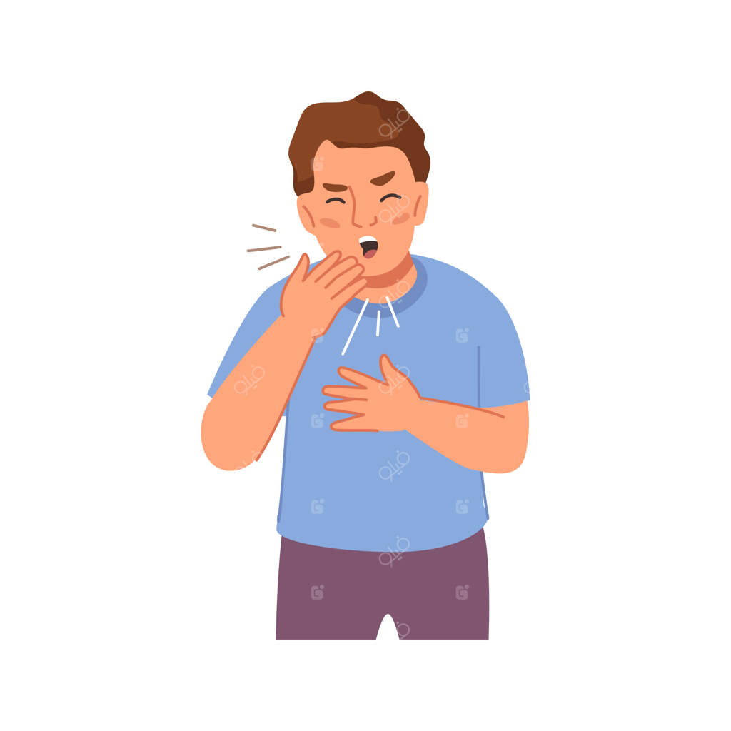 پسر بچه‌ای که از سرماخوردگی سرفه و عطسه می‌کند