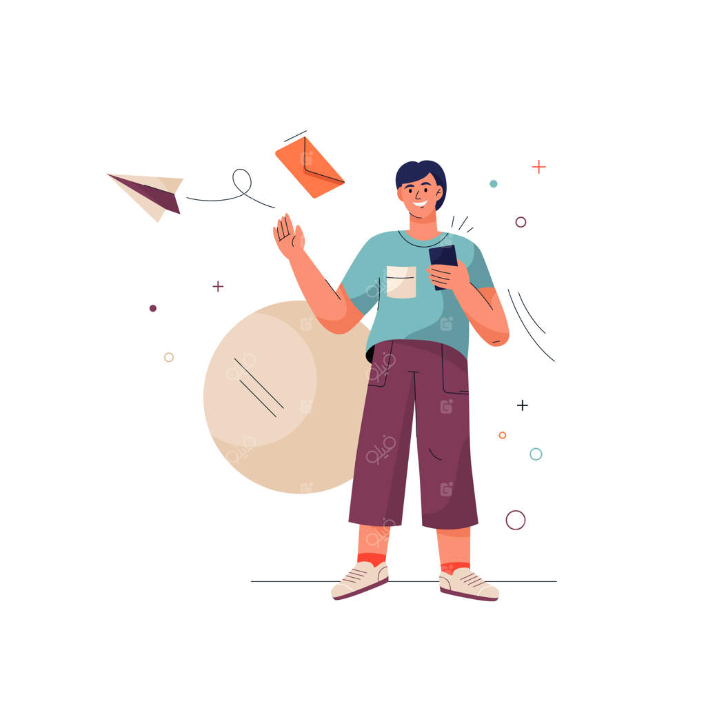 مفهوم ارسال پیام از طریق تلفن همراه توسط مرد