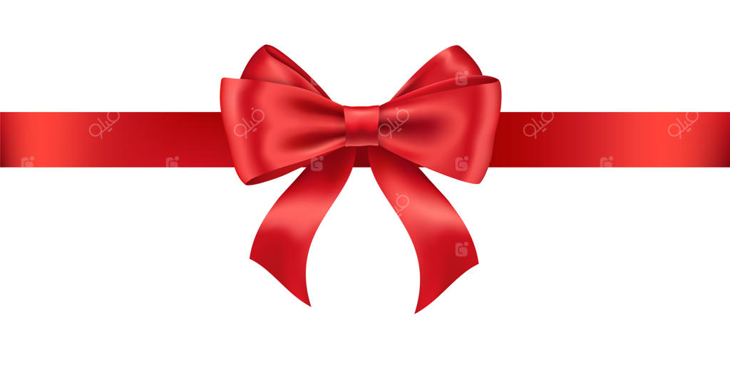 روبان و پاپیون قرمز واقع‌گرایانه بر روی زمینه سفید