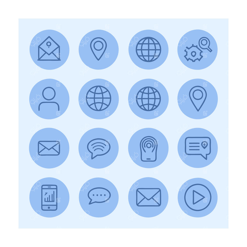 مجموعه وکتور آیکون‌های تماس با ما برای وب‌سایت و اپلیکیشن موبایل