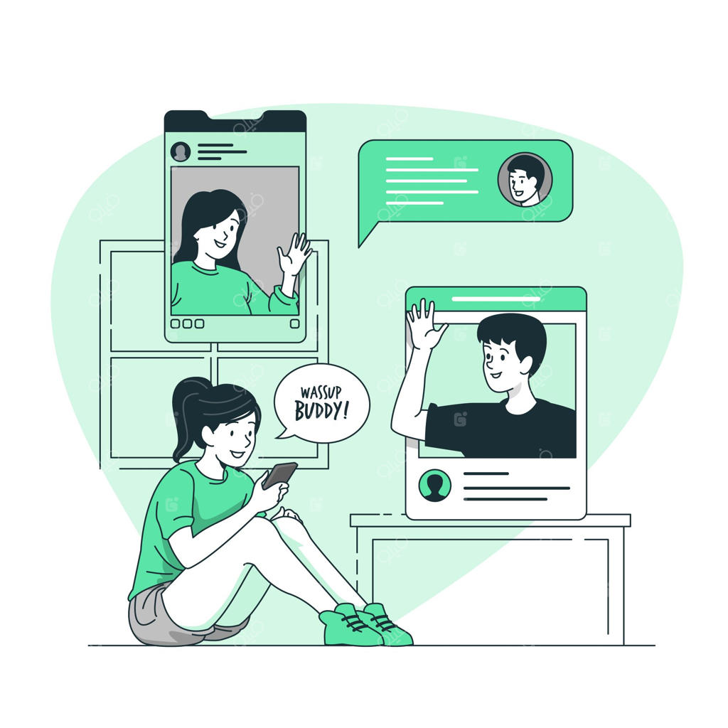 تصویرسازی مفهوم دوستان آنلاین