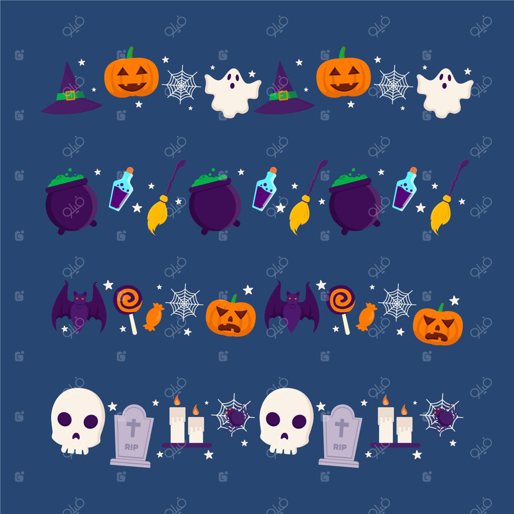 مجموعه حاشیه‌های طراحی تخت برای هالووین