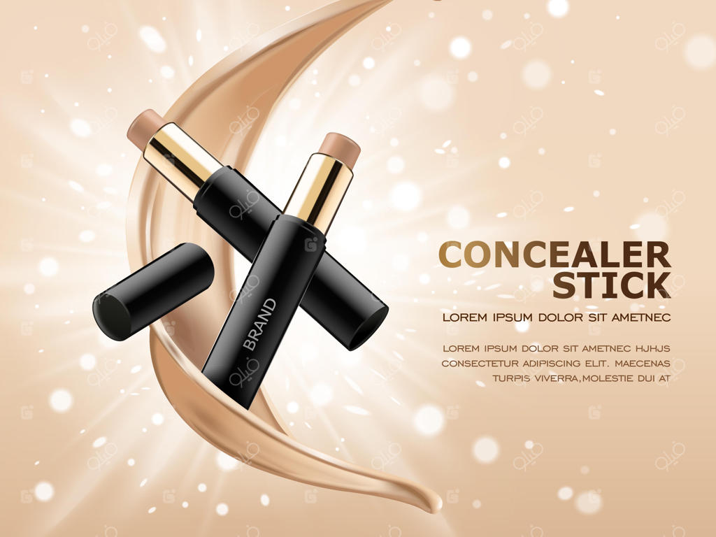 تصویر سه‌بعدی از کرم‌پودر با بافت مایع معلق در هوا