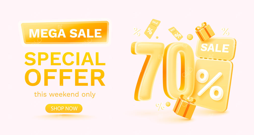 تخفیف ویژه ۷۰ درصدی: حراج بزرگ! جعبه هدیه و بنر فروش ویژه - طرح وکتور