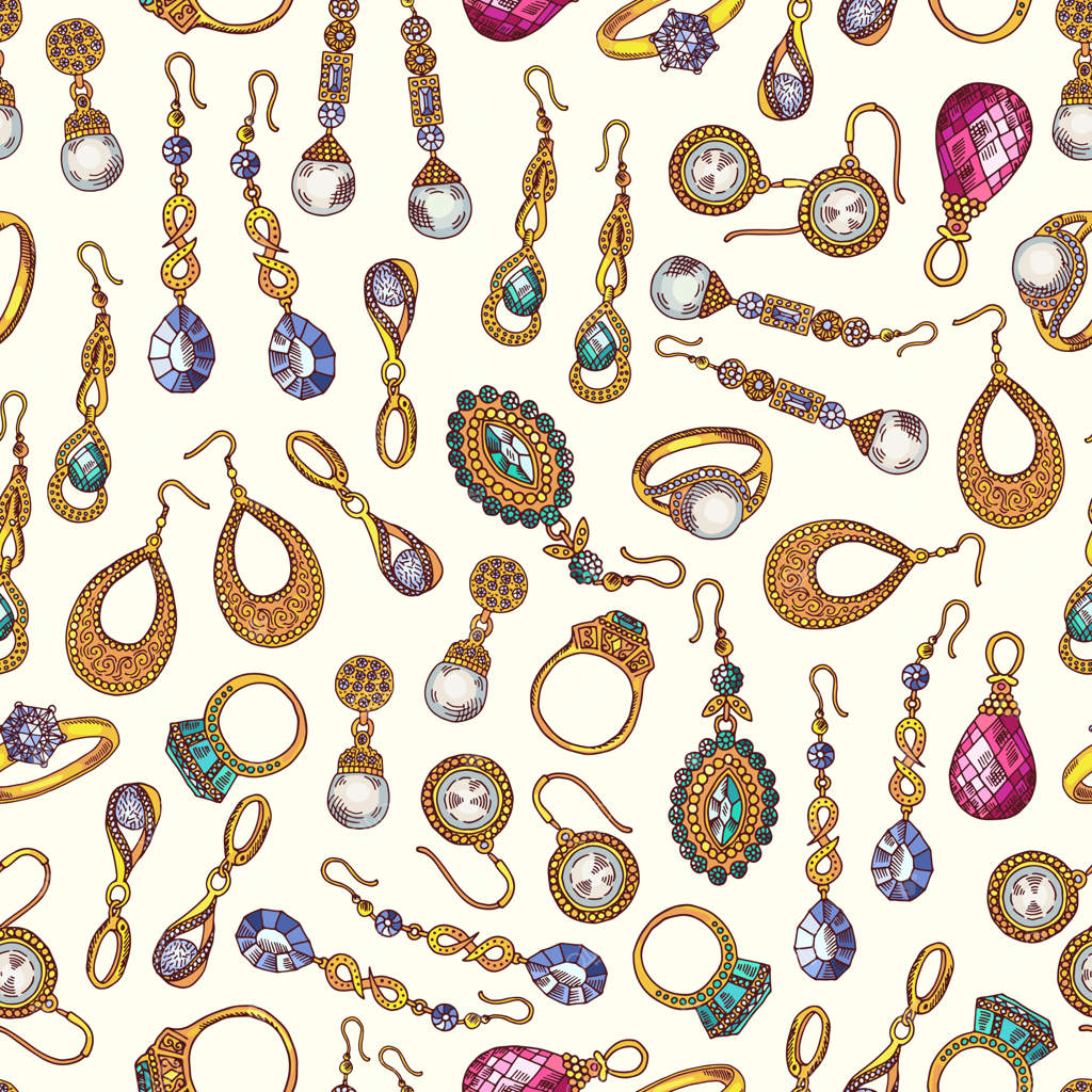 پترن یکپارچه جواهرات: پس‌زمینه گوشواره و انگشترها