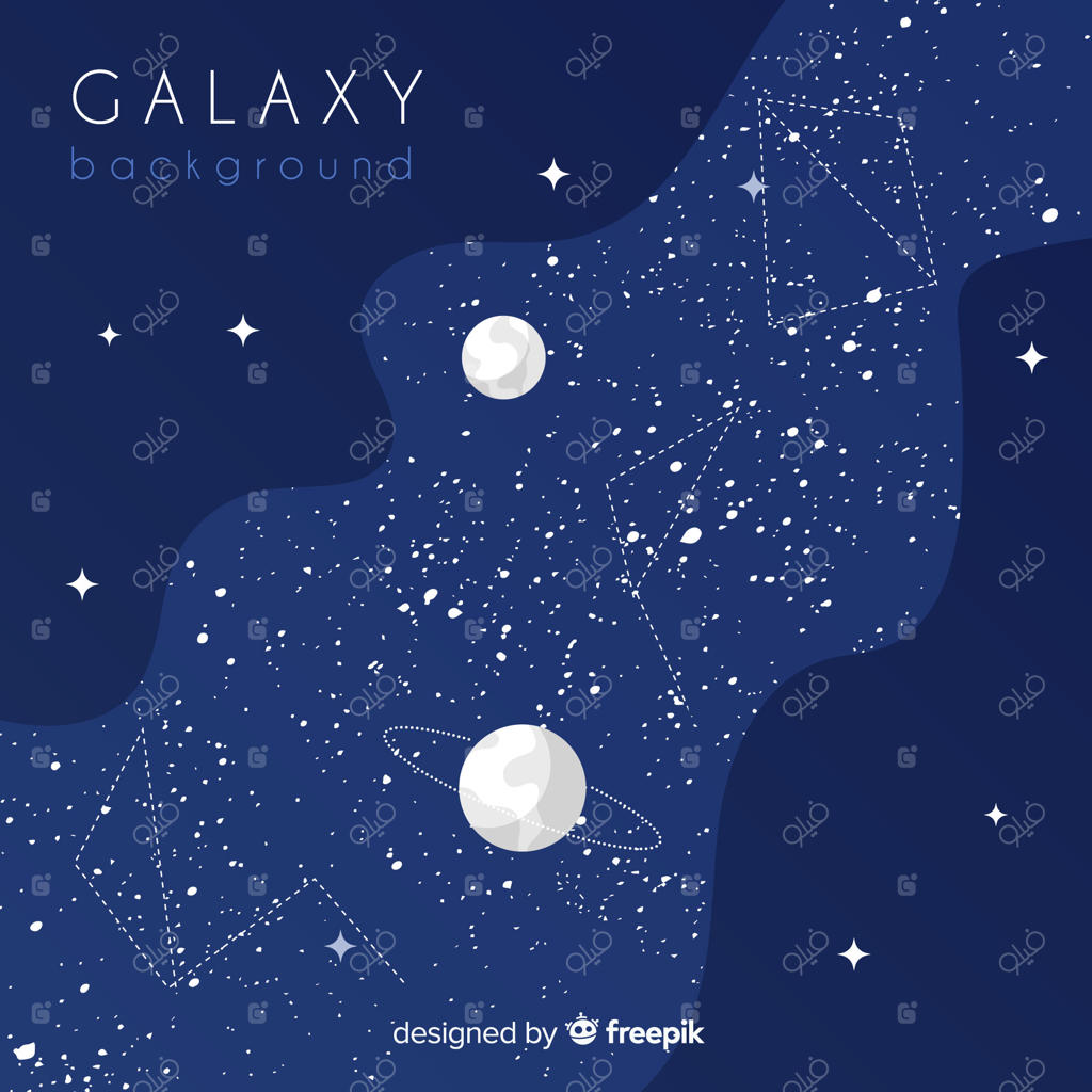 پس‌زمینه کهکشانی رنگارنگ با طراحی تخت