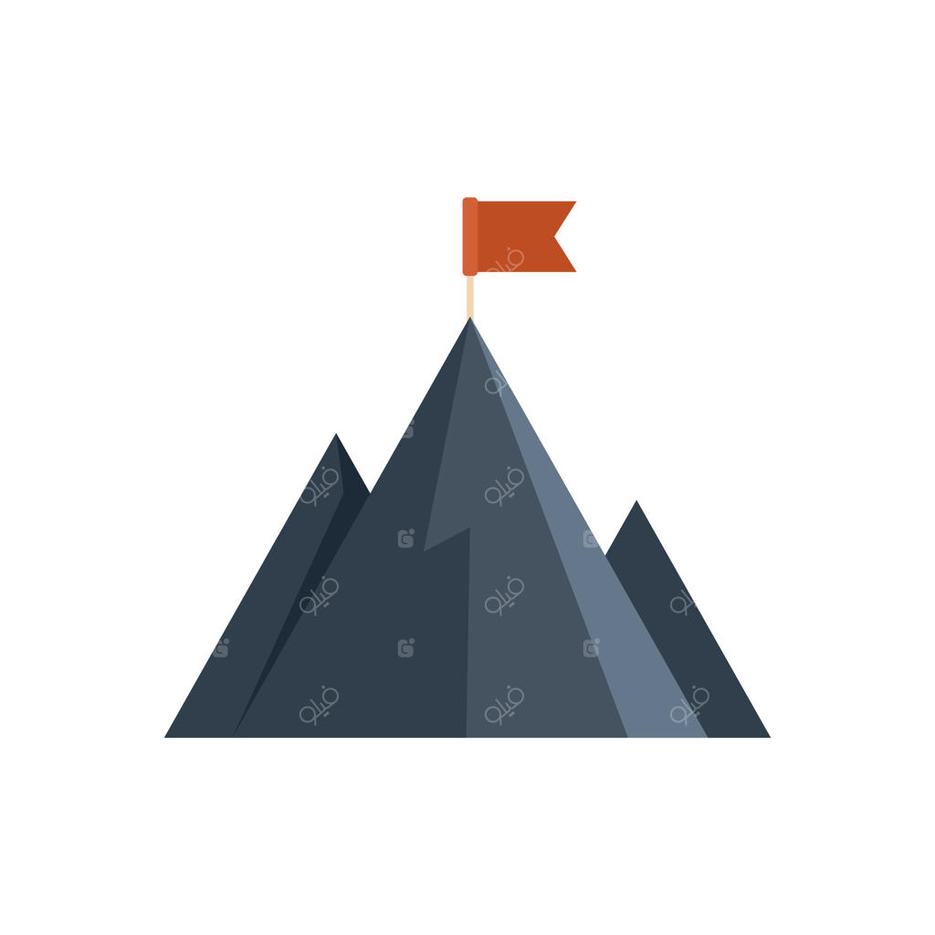 اهتزاز پرچم قرمز بر فراز قله کوه، نماد موفقیت