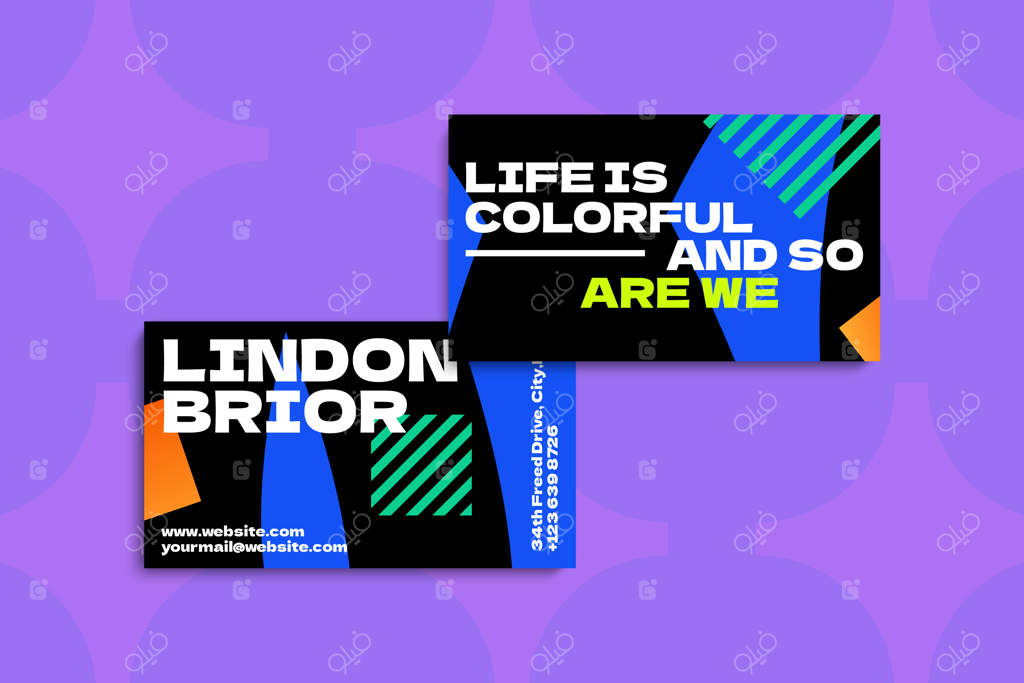 قالب کارت ویزیت با طرح گرادیانت رنگارنگ