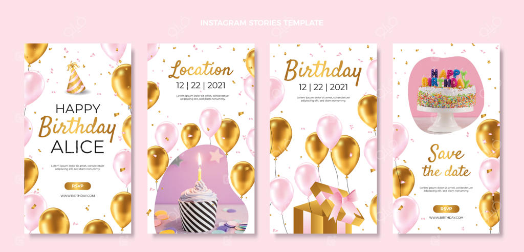 استوری‌های اینستاگرام تولد باشکوه و طلایی