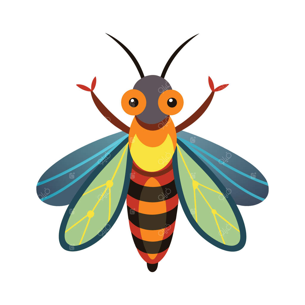 شب‌تاب‌های مصور در یک باغ