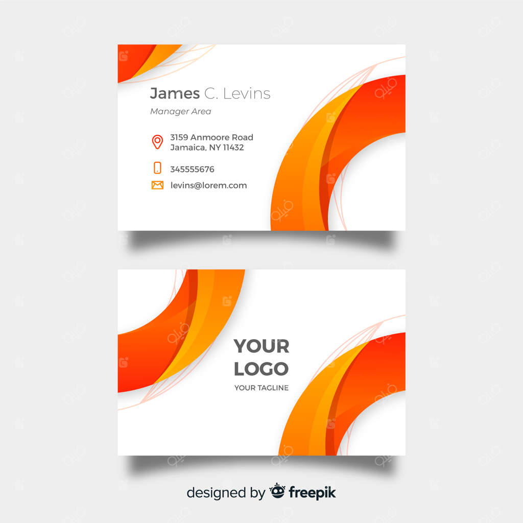 قالب کارت ویزیت مدرن به رنگ سفید و نارنجی