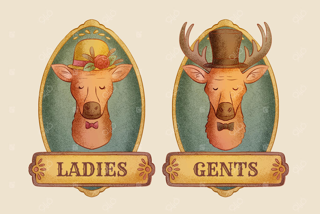 تصویرسازی قدیمی از بانوان و آقایان به سبک دست‌خط