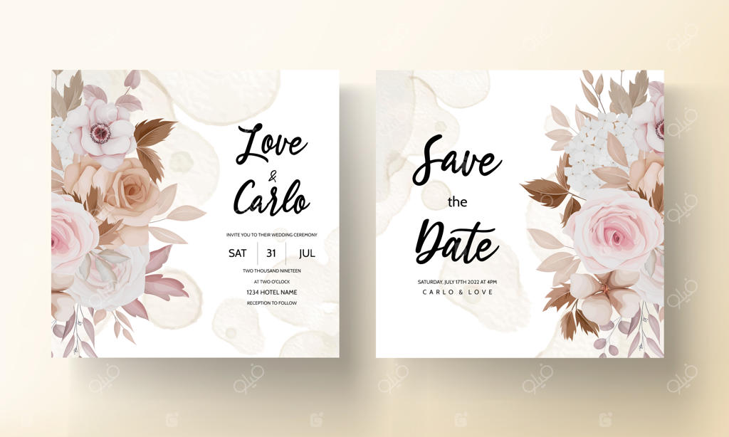 پترن کارت دعوت عروسی با طرح گل دستی