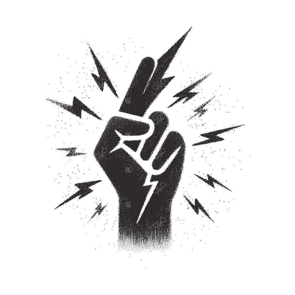 دستی با مشت گره‌کرده و کلمه «رأی» روی آن