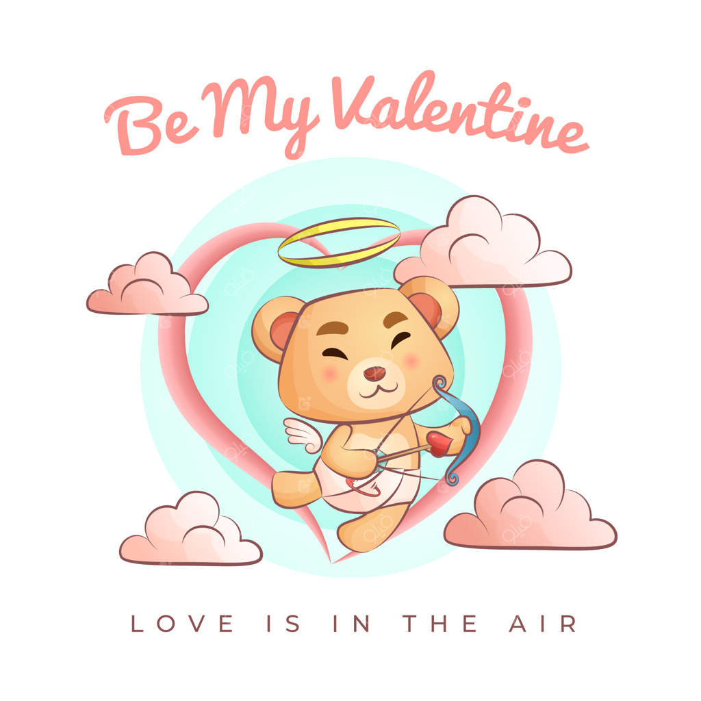 تصویر کارتونی خرس تدی بامزه برای روز ولنتاین