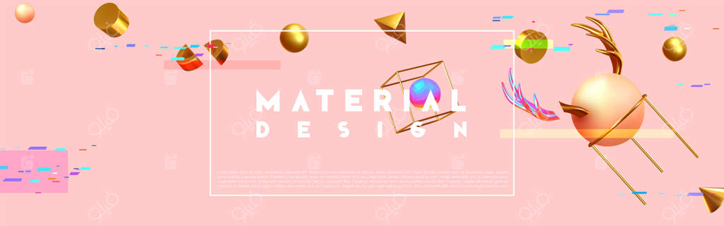 پس‌زمینه‌ای آبستره و شلوغ با اشیاء سه‌بعدی: اشکال هندسی واقعی. طراحی بی‌نظم. پوستر افقی، سربرگ جلد، بنر وب‌سایت. تصویرسازی وکتور