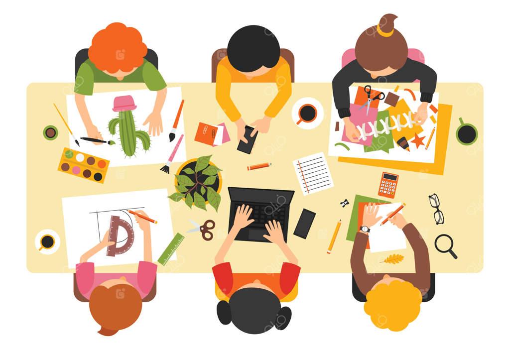 نمای بالا از فعالیت‌های خودت انجام بده روی میز